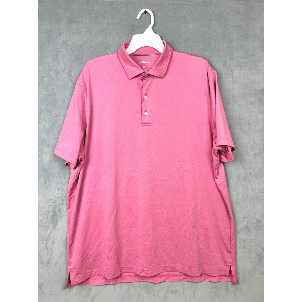 Johnnie-O Mens XL Pink Performance Short Sleeve Golf Polo Shirt Stretch Heather